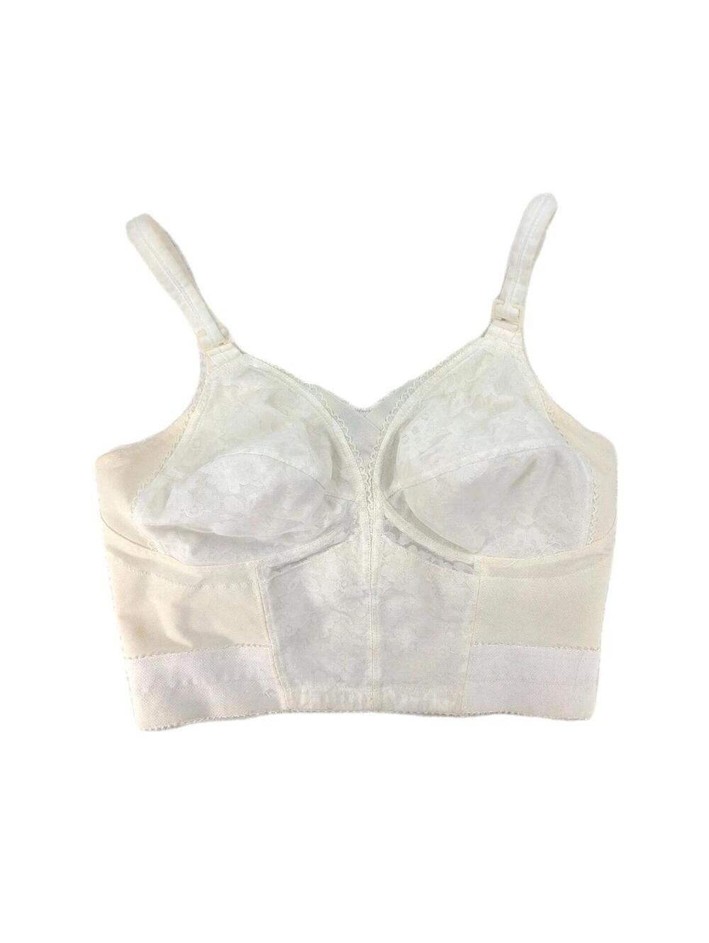 Vintage 1960s Longline Bullet Bra 38C Playtex Living Stayless Lace Mesh Pinup
